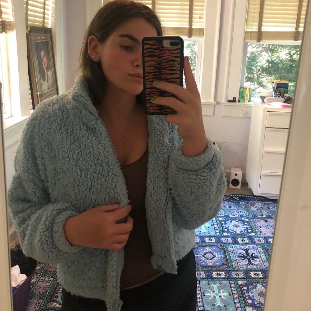 Fluffy Light Blue Jacket